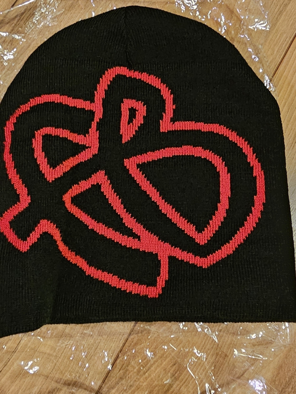 FUBU Black Beanie with Red Logo Graphic